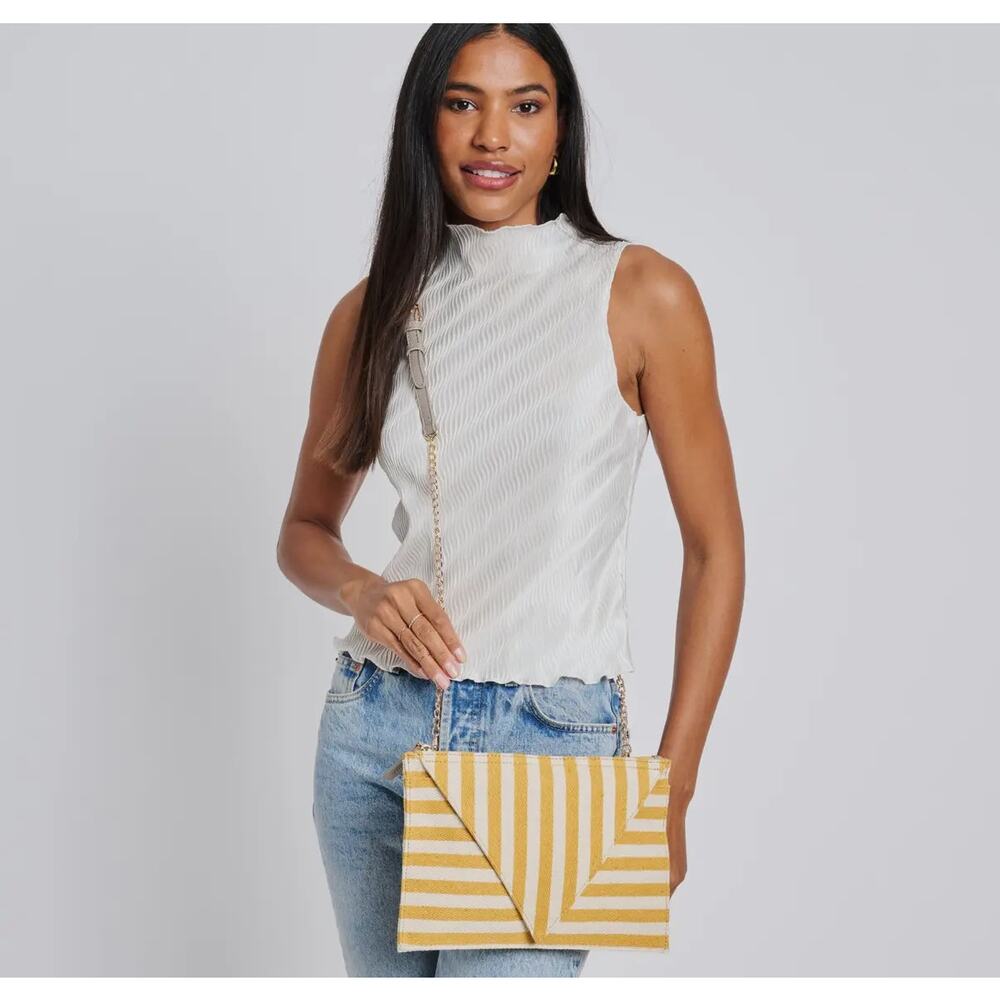 Moda Luxe Yellow and Cream Striped Shoulder Bag - Picture 3 of 7